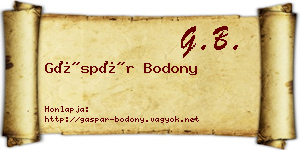 Gáspár Bodony névjegykártya
